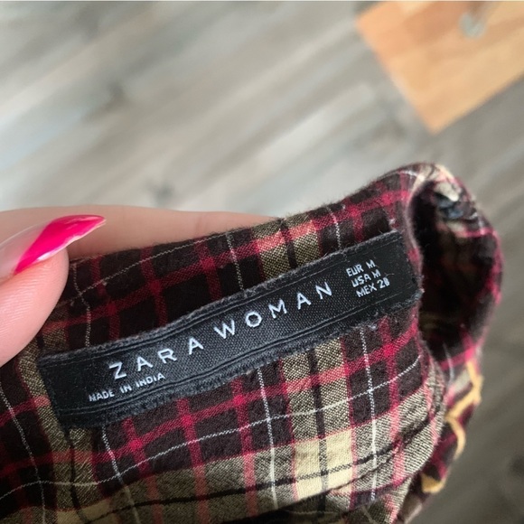 Zara plaid boho Pom Pom mini dress with embroidery - Picture 8 of 10